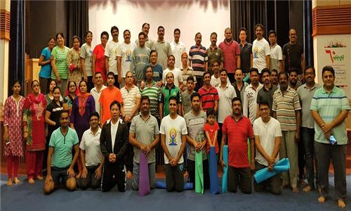 Yoga session by Sanskriti Yoga at Embassy Auditorium on 12th May 2017.