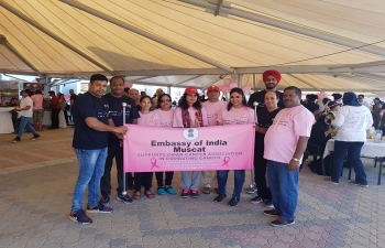 Officers and Staff members of Embassy of India, Muscat, participated in 14th Annual Walkathon, organized by Oman Cancer Association on 31st October 2017