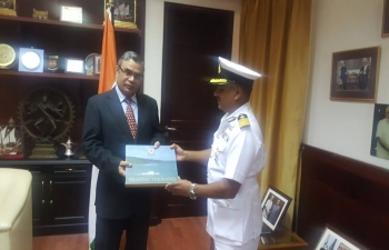 Visit of Indian Coast Guard Ship (ICGS) â€˜Samarthâ€™ to Muscat on a goodwill mission. Shri Indra Mani Pandey, Ambassador, hosted a reception on-board 'Samarth'. Commander of 'Samarth' called on Ambassador in his office.