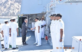 Ambassador visited INS Trikand which had called on Muscat Port during its visit to the Gulf region.