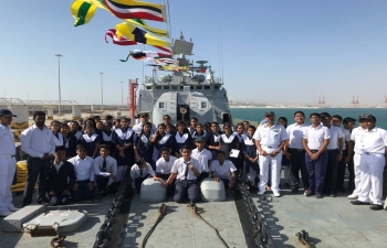 Indian Embassy is celebrating Annual Navy Day with INS Trishul to Salalah. The Indian community in Salalah, including students from Indian School Salalah, have joined this celebration.