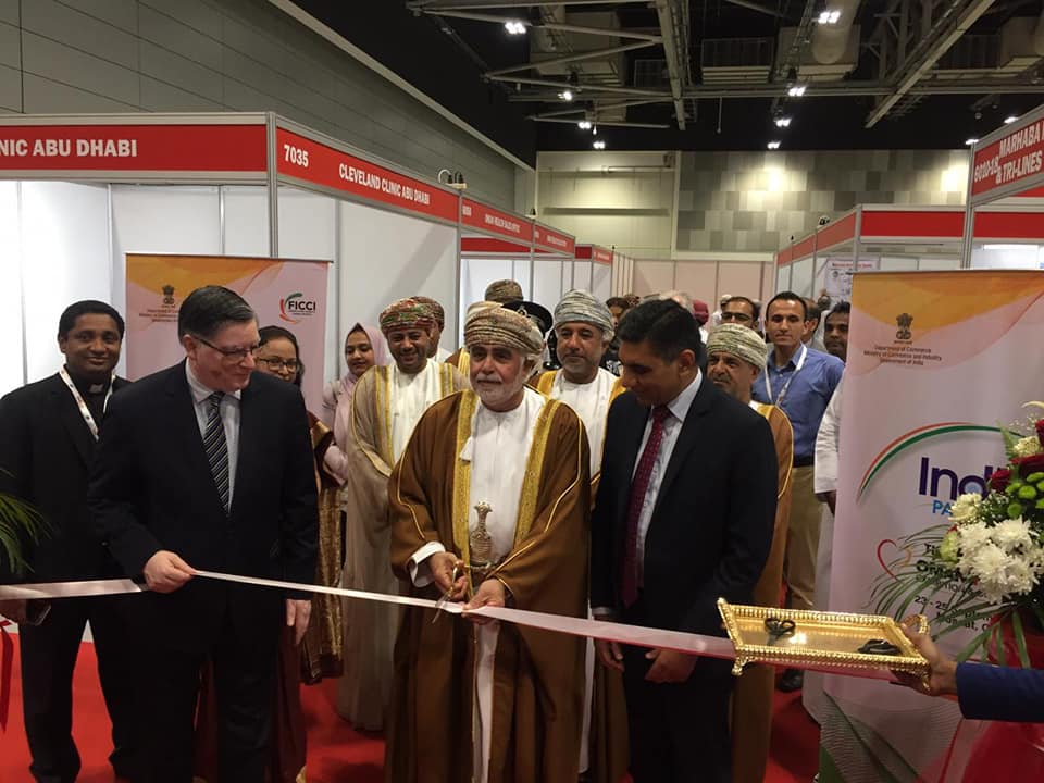 India Pavilion at Oman Health Exhibition & Conference was inaugurated by HE Dr. Sultan Al Busaidi, Advisor to Minister of Health, Oman in presence of Ambassador Munu Mahawar and Mr. Dilip Chenoy, Secretary General.