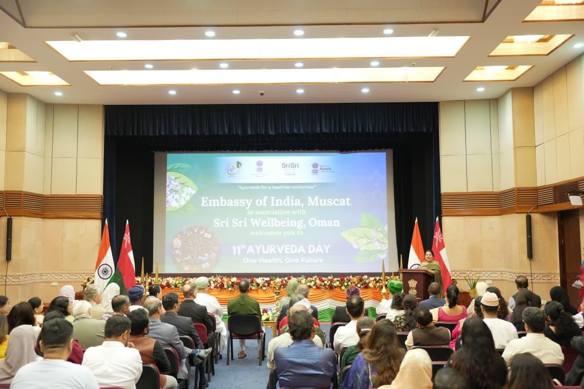 The 11th Ayurveda Day was celebrated in Muscat, Oman by the Indian Embassy in collaboration with Sri Sri Wellbeing Oman