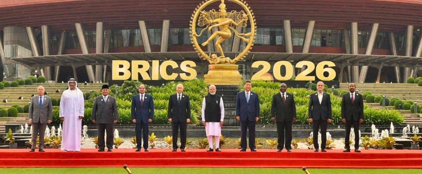 BRICS Leaders at the 18th BRICS Summit in New Delhi.