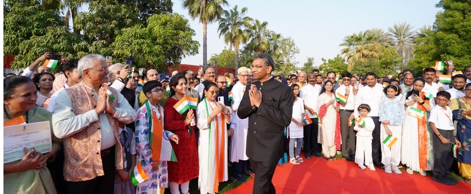 Ambassador Prashant Pise addresses the gathering for Independence Day at Indian School Al Ghoubra - August 16, 2026.