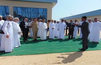 Ambassador visited Duqm on 19-20 February 2018 to visit Sebacic Oman SAOC Plant set up by an Indian Joint Venture in Duqm. He was joined by HE Yahya bin Said bin Abdullah al Jabri, Chairman of Special Economic Zone Authority of Duqm, and Managing Director of M/s Sebacic Oman, Shri Pradeep Nair. This is the first investment by an Indian company in a manufacturing plant in Duqm. It is also the first manufacturing plant ready to be commissioned in Special Economic Zone of Duqm. Ambassador also visited an exhibition of sculptures created by Indian artists from scraps. These beautiful sculptures will be used to decorate various public squares in Duqm.