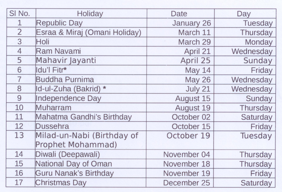 Embassy Of India Muscat Oman Holidays At The Embassy