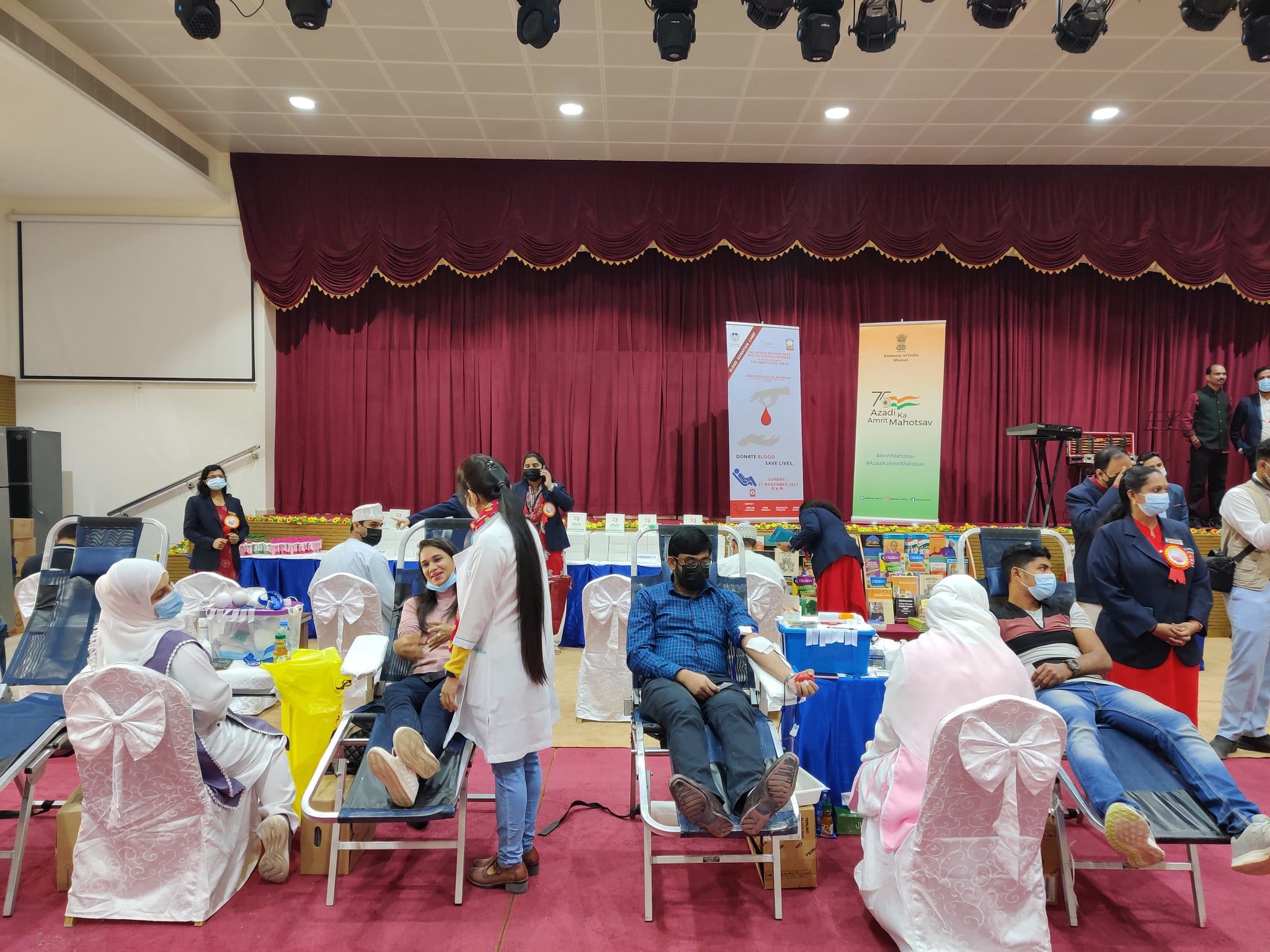 Blood Donation Camp organized by the Board of Directors, Indian Schools in Oman in association with the Embassy at Indian School Al Maabela under Azadi Ka Amrit Mahotsav