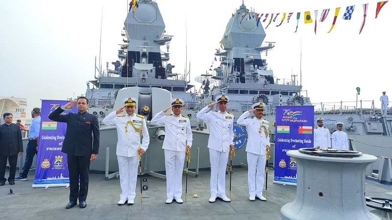 A spectacular 'Colors Ceremony' was held onboard Indian Naval Ship Chennai to mark India at 75.
