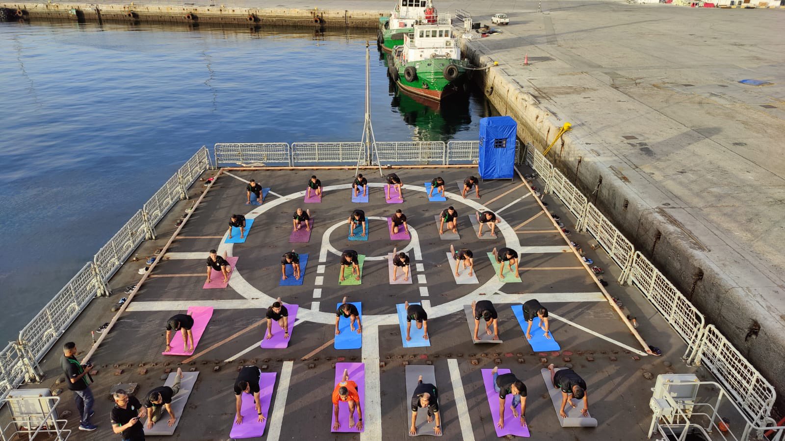 Tranquility of Yoga On Board - Embassy conducted a serene yoga session on board INS Teg in Muscat